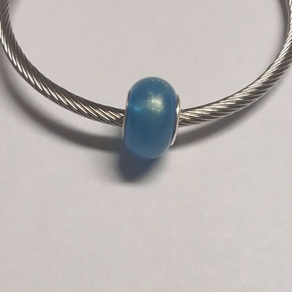 Blue Glittery Charm for Pandora Style Bracelet - Picture 1 of 4